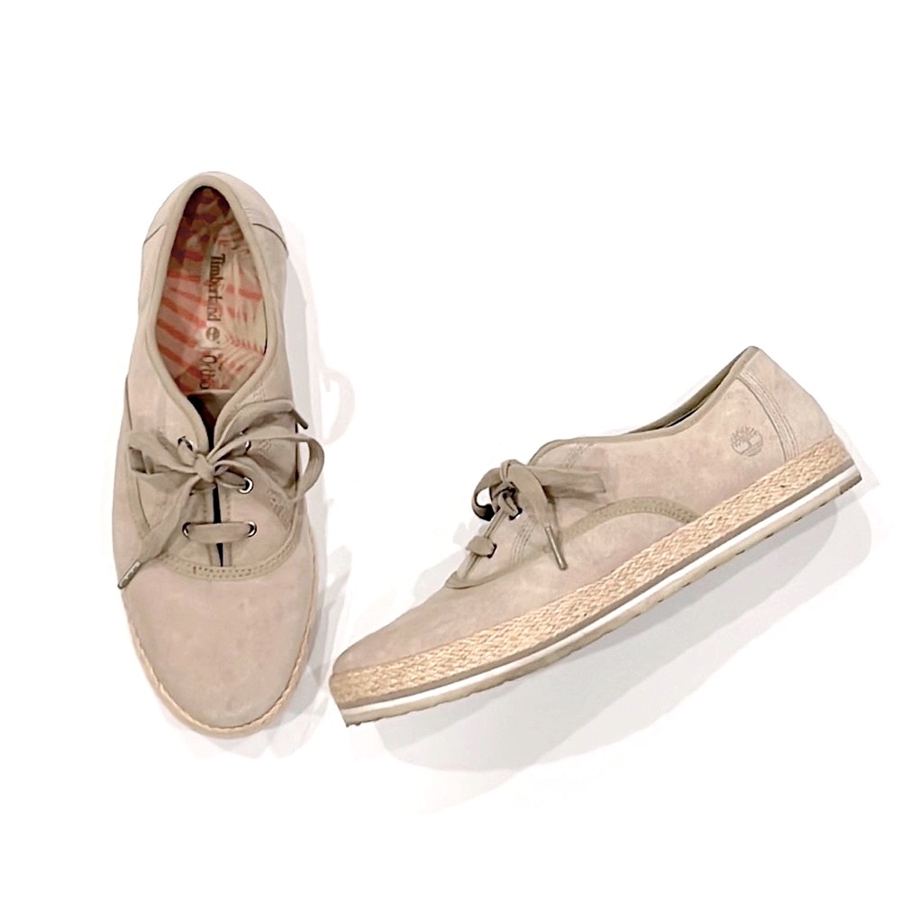 Timberland Eivissa Sea Oxford Light Beige Espadrille Suede Leather Sneaker Shoe